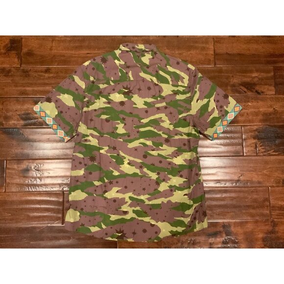 Billionaire Boys Club Java Green Brown Galaxy Camo Print Button-Up Shirt, Size M - Picture 6 of 6